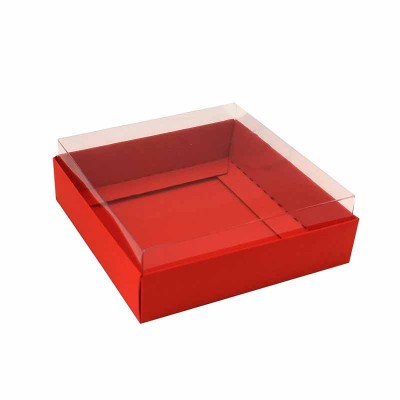Caixa para 4 macarons deitados - 9x9x3 cm - Vermelho
