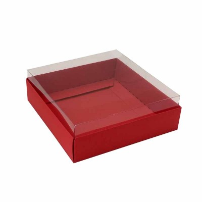 Caixa para 4 macarons deitados - 9x9x3 cm - Vermelho escuro