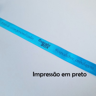 22 mm - Fita de cetim Personalizada Azul Turquesa - rolo com 50 metros