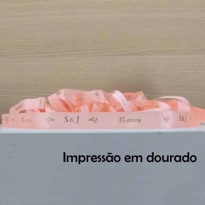 10 mm - Fita de cetim Personalizada Rosa Bebê - rolo com 50 m