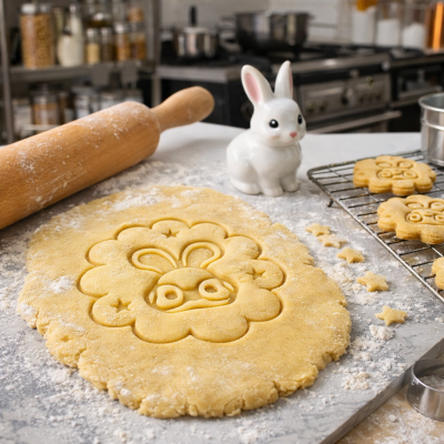Cortador de biscoito - Coelho de óculos - margarida